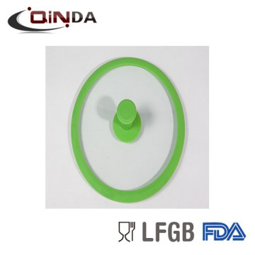 Couvercle en verre coloré de silicone approuvé par LFGB avec le bouton